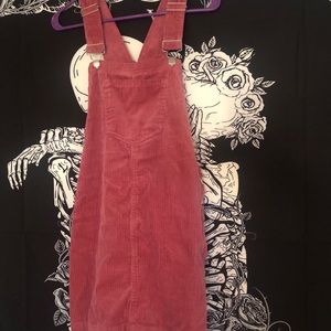 Pink Corduroy overall dress